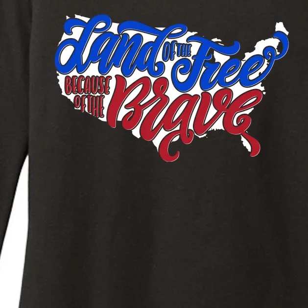 Land Of The Free Because Of The Brave USA America Womens CVC Long Sleeve Shirt