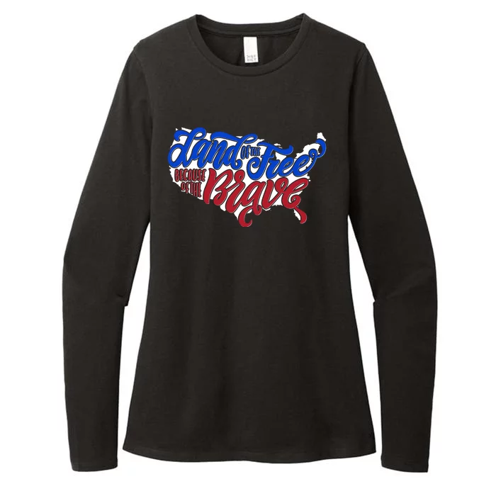 Land Of The Free Because Of The Brave USA America Womens CVC Long Sleeve Shirt