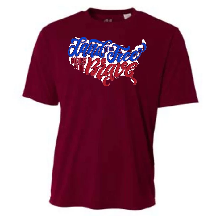 Land Of The Free Because Of The Brave USA America Cooling Performance Crew T-Shirt