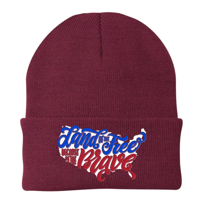 Land Of The Free Because Of The Brave USA America Knit Cap Winter Beanie