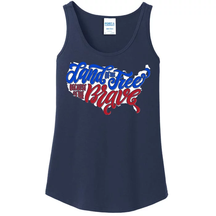 Land Of The Free Because Of The Brave USA America Ladies Essential Tank