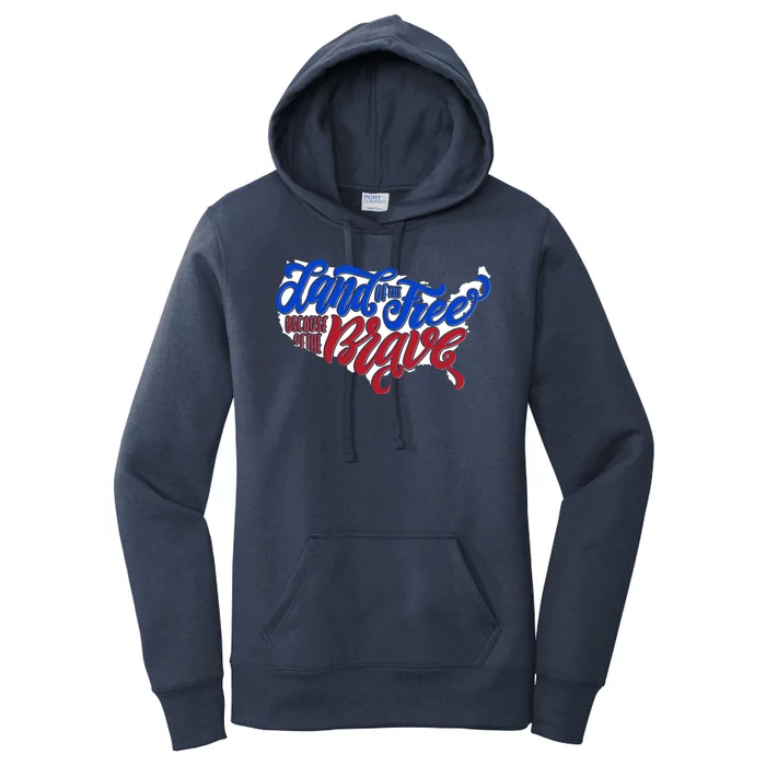 Land Of The Free Because Of The Brave USA America Women's Pullover Hoodie