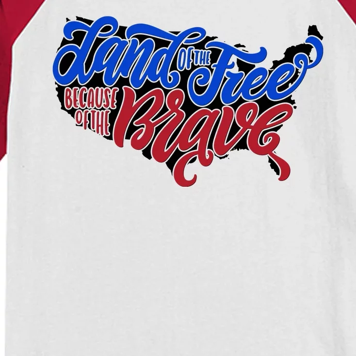 Land Of The Free Because Of The Brave USA America Kids Colorblock Raglan Jersey