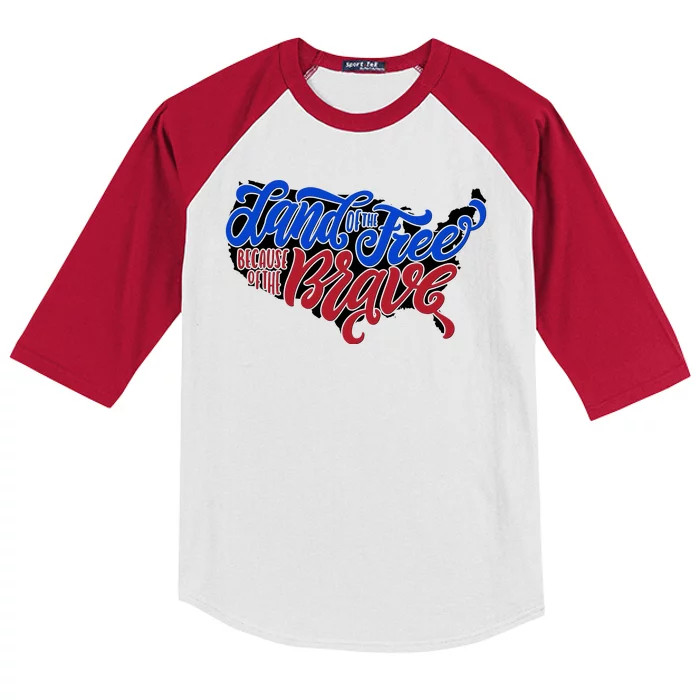 Land Of The Free Because Of The Brave USA America Kids Colorblock Raglan Jersey