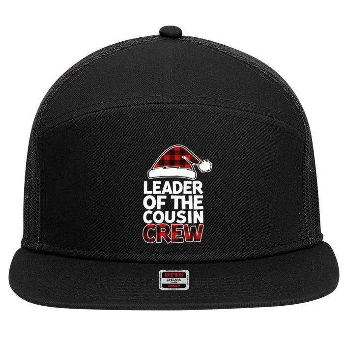 Leader of the Cousin Crew Christmas Buffalo Red Plaid Xmas 7 Panel Mesh Trucker Snapback Hat