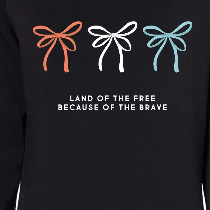 Land Of The Free Because Of The Brave Cute Patriotic Bows Womens California Wash Sweatshirt