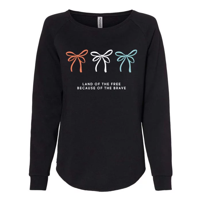 Land Of The Free Because Of The Brave Cute Patriotic Bows Womens California Wash Sweatshirt