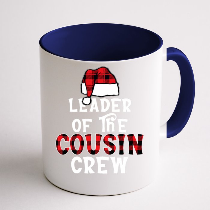 Leader Of The Cousin Crew Pajamas Funny Xmas Buffalo Plaid Front & Back Coffee Mug