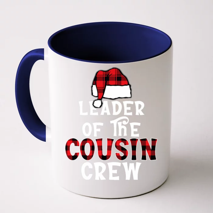 Leader Of The Cousin Crew Pajamas Funny Xmas Buffalo Plaid Front & Back Coffee Mug