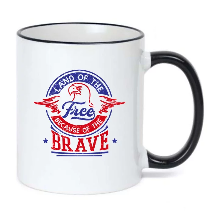 Land Of The Free Because Of The Brave Patriotic Military Gift Black Color Changing Mug