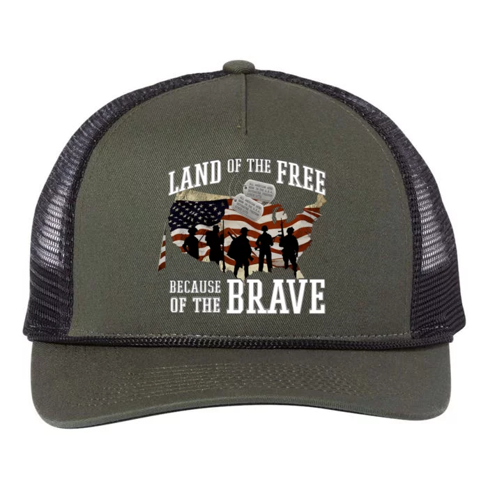 Land Of The Free Because Of The Brave Gift Retro Rope Trucker Hat Cap