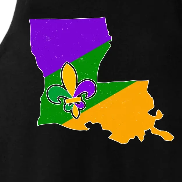 Louisiana Mardi Gras Fleur De Lis Ladies Tri-Blend Wicking Tank