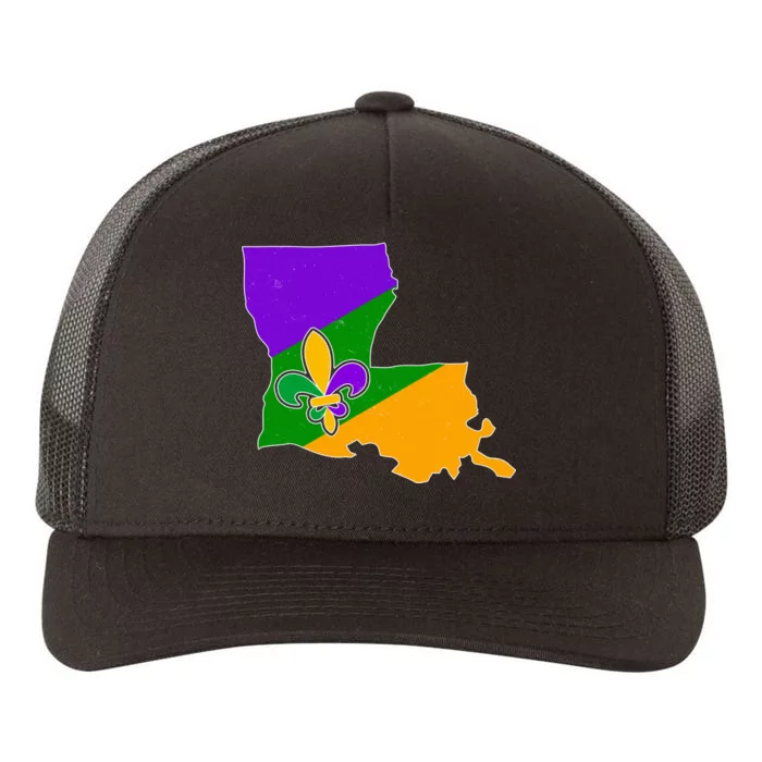 Louisiana Mardi Gras Fleur De Lis Yupoong Adult 5-Panel Trucker Hat