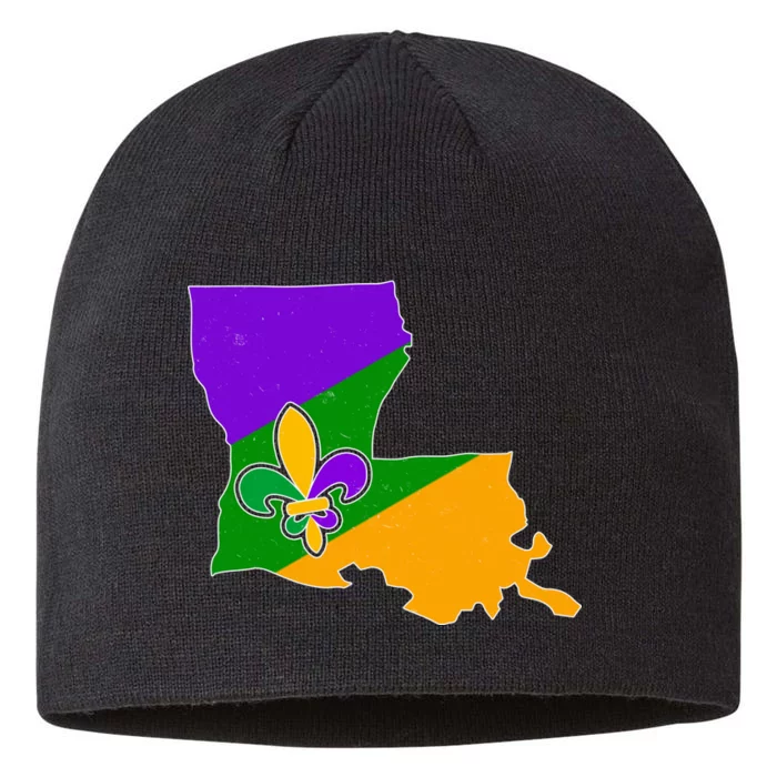 Louisiana Mardi Gras Fleur De Lis 8 1/2in Sustainable Knit Beanie