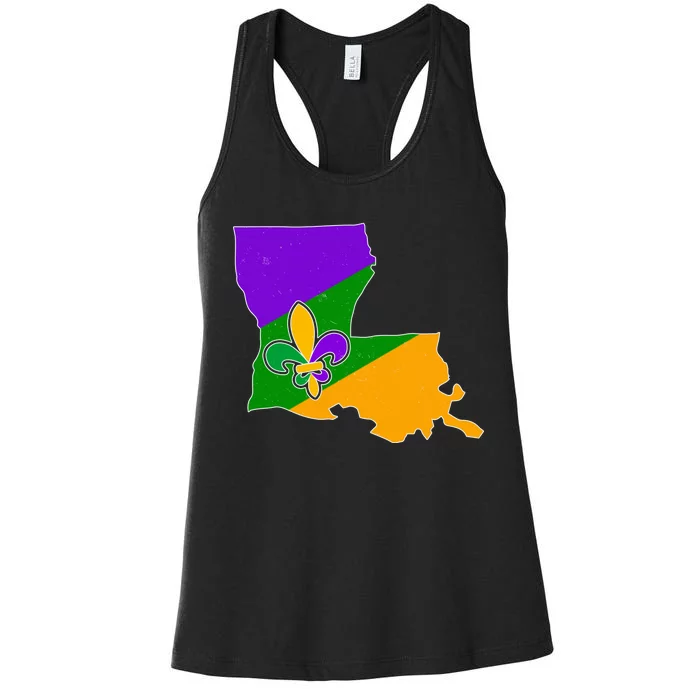 Louisiana Mardi Gras Fleur De Lis Women's Racerback Tank