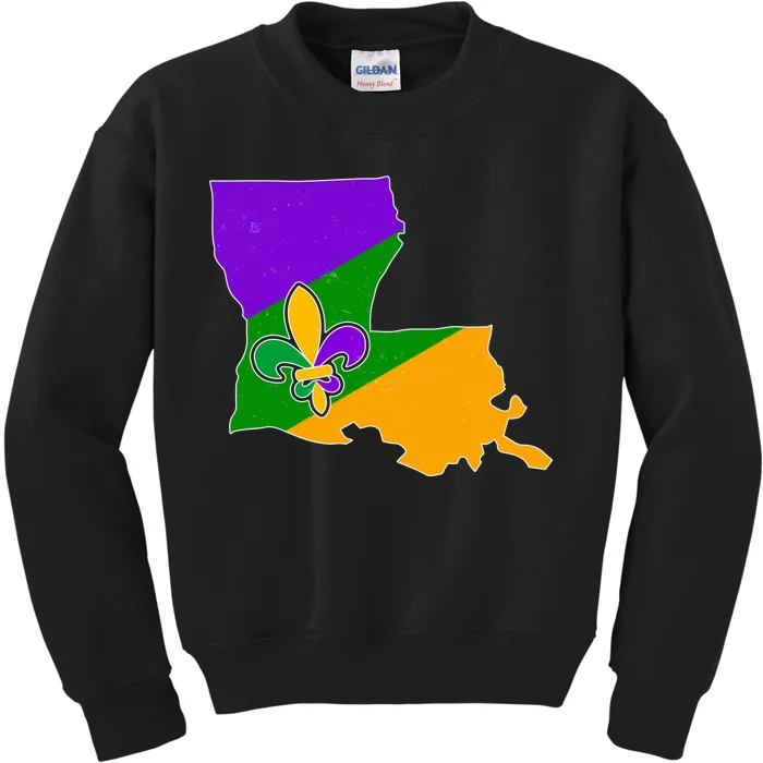 Louisiana Mardi Gras Fleur De Lis Kids Sweatshirt