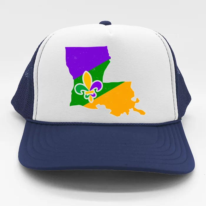 Louisiana Mardi Gras Fleur De Lis Trucker Hat