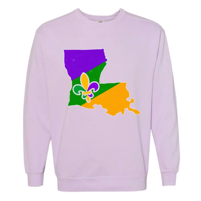 Louisiana Mardi Gras Fleur De Lis Garment-Dyed Sweatshirt