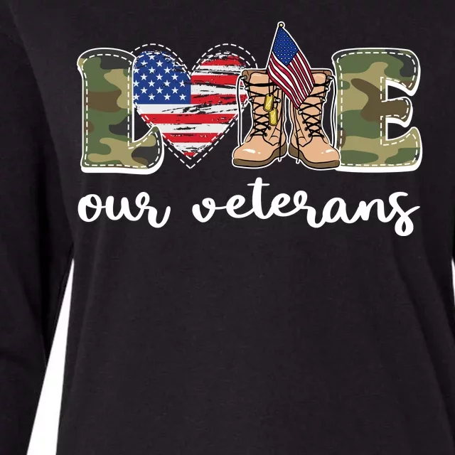 Love Our Veterans Support Our Veterans Womens Cotton Relaxed Long Sleeve T-Shirt