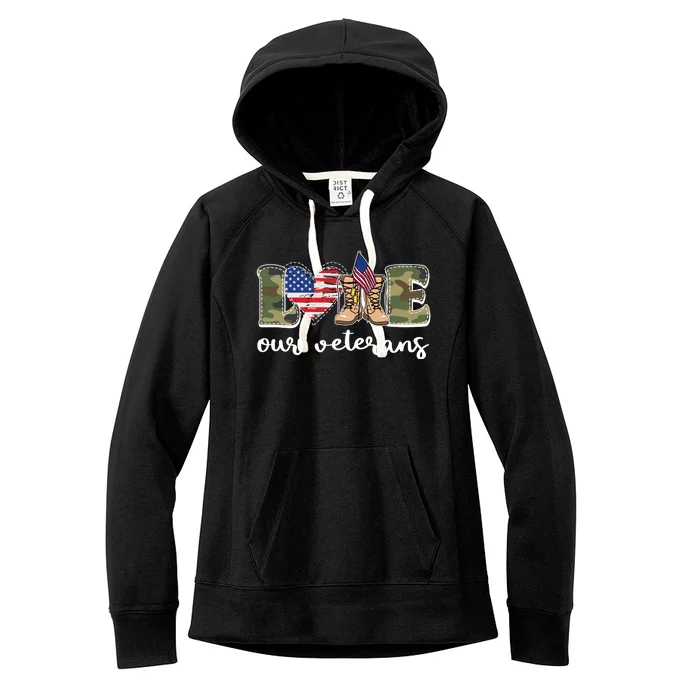 Love Our Veterans Support Our Veterans Women's Fleece Hoodie