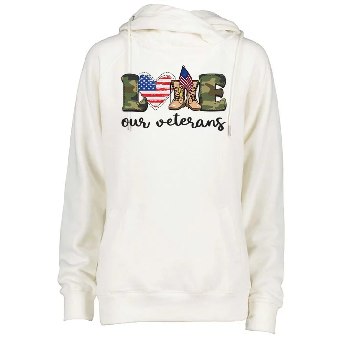 Love Our Veterans Support Our Veterans Womens Funnel Neck Pullover Hood