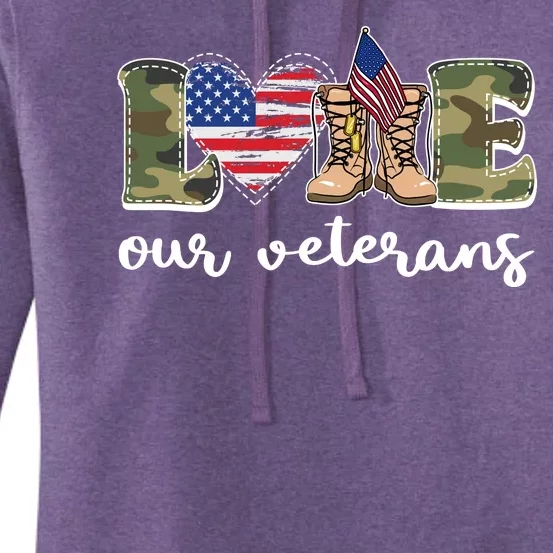 Love Our Veterans Support Our Veterans Women's Pullover Hoodie