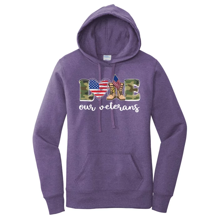 Love Our Veterans Support Our Veterans Women's Pullover Hoodie