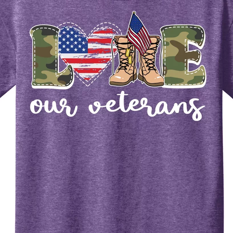 Love Our Veterans Support Our Veterans Kids T-Shirt