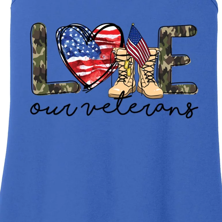 Love Our Veterans Us Military Veterans Day Great Gift Ladies Essential Tank