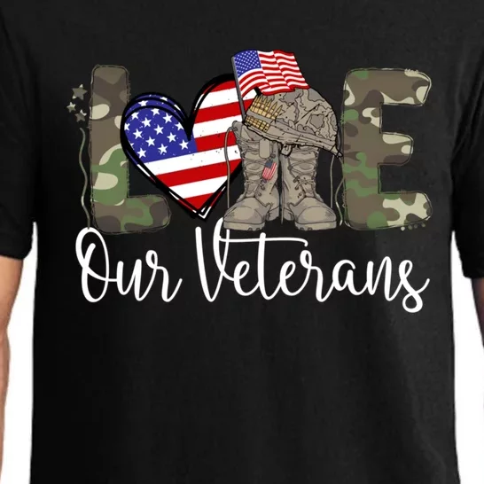 Love Our Veterans Us Military Funny Gift Veterans Day Gift Pajama Set