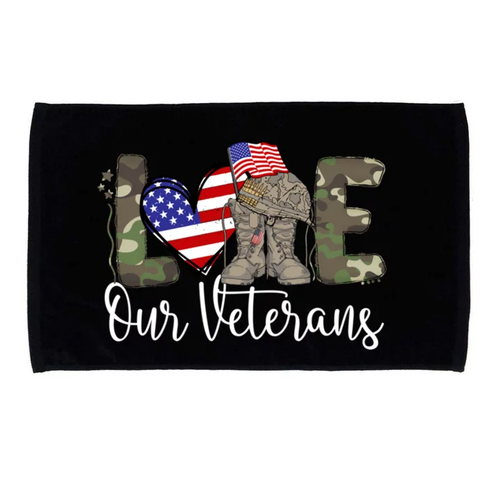 Love Our Veterans Us Military Funny Gift Veterans Day Gift Microfiber Hand Towel