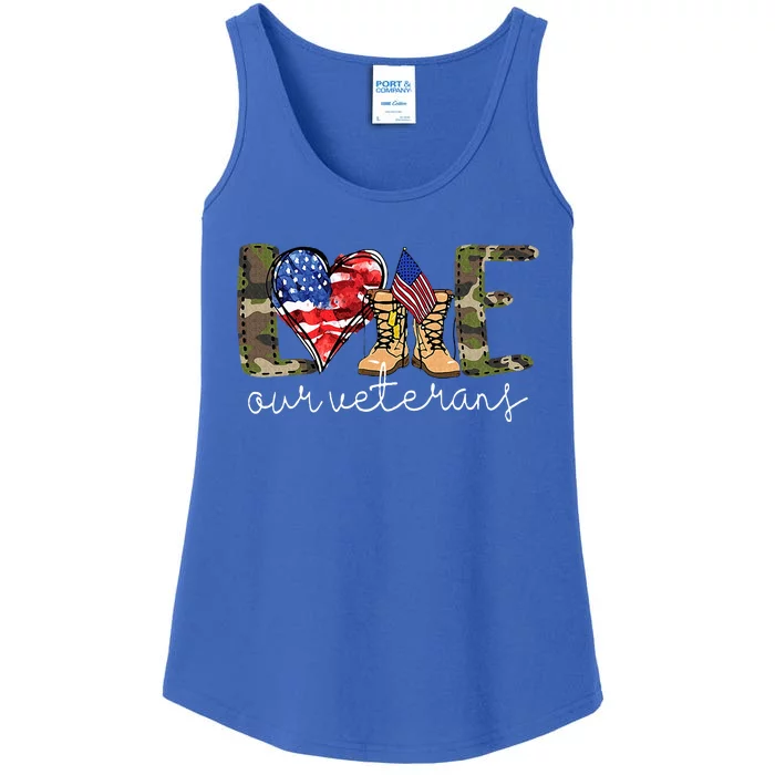 Love Our Veterans Us Military S Veterans Day Ladies Essential Tank