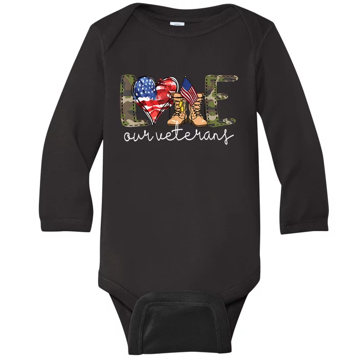 Love Our Veterans Us Military Gifts Veterans Day Baby Long Sleeve Bodysuit