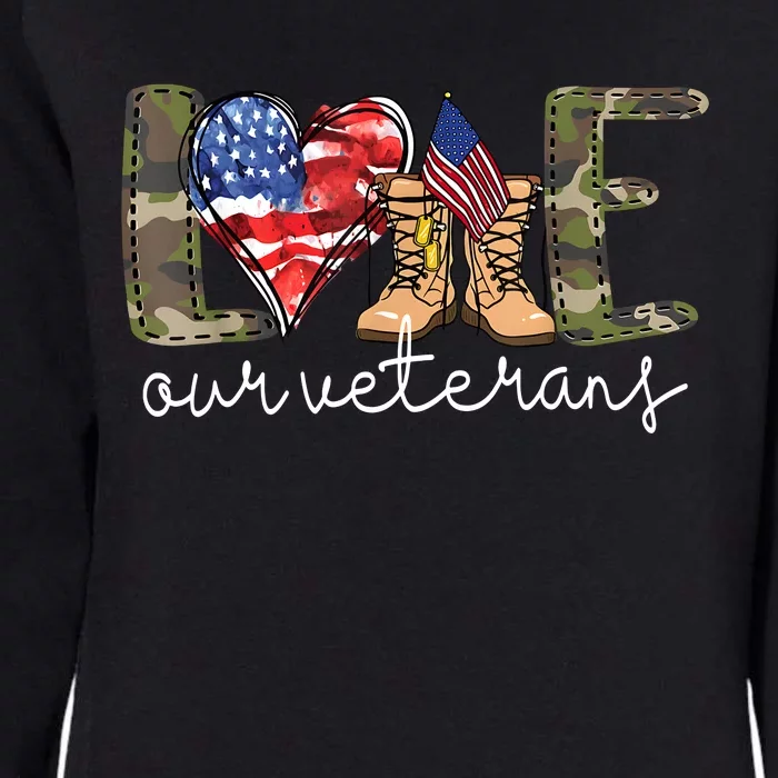 Love Our Veterans Us Military Gifts Veterans Day Womens California Wash Sweatshirt