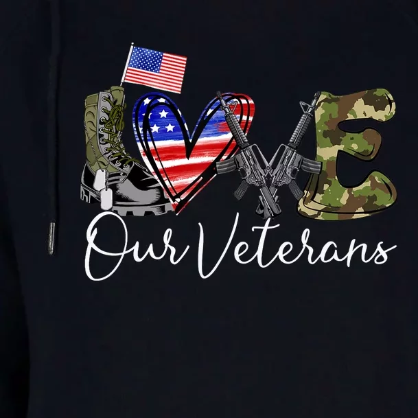 Love Our Veterans US Military Gifts Veterans Days Wo Womens Funnel Neck Pullover Hood