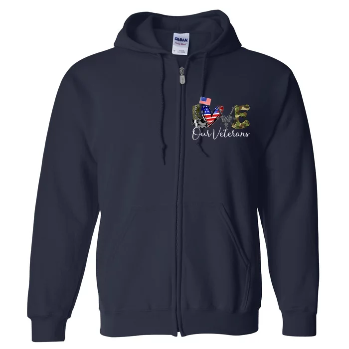 Love Our Veterans US Military Gifts Veterans Days Wo Full Zip Hoodie