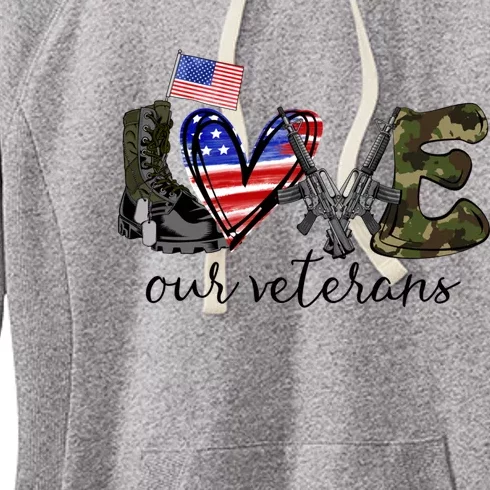 Love Our Veterans Us Military Veterans Day American Flag Cool Gift Women's Fleece Hoodie