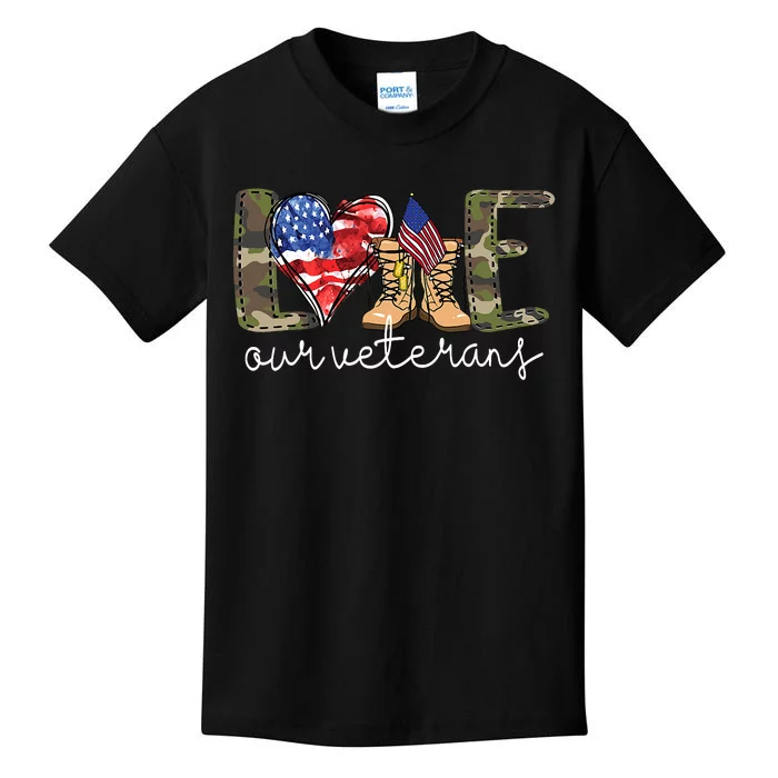 Love Our Veterans Us Military Gifts Veterans Day Kids T-Shirt