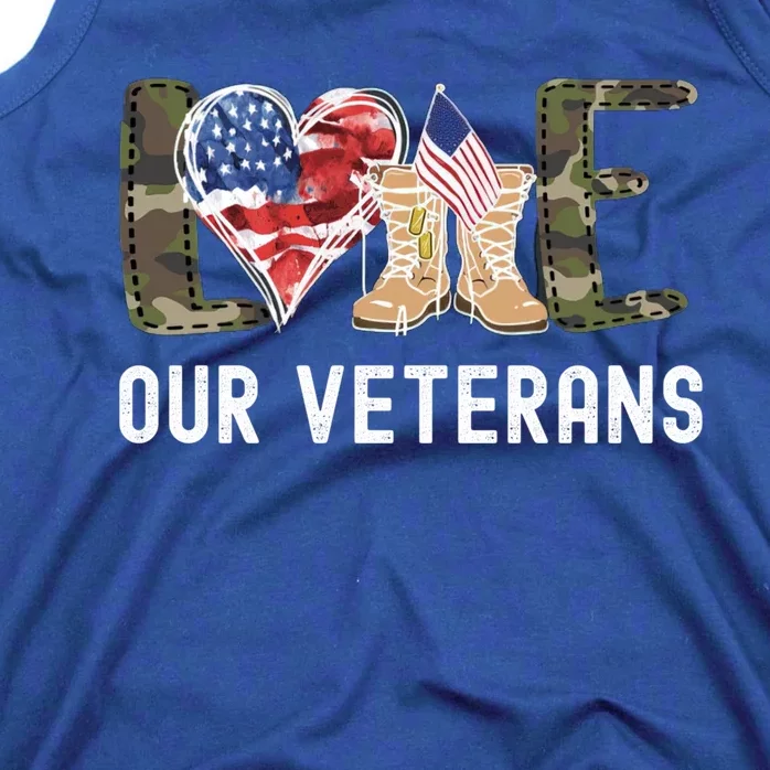 Love Our Veterans Celebrate Grunge American Flag Gift Tank Top