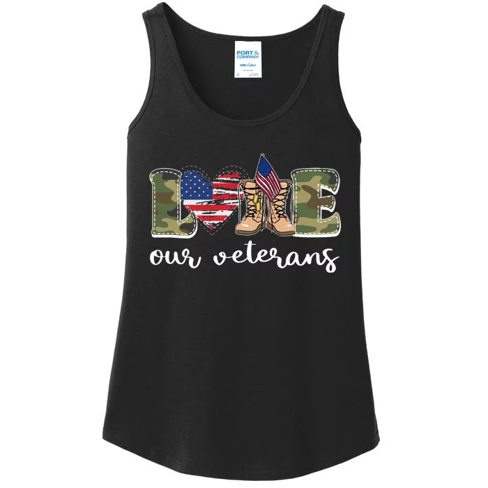 Love Our Veterans Support Our Veterans Ladies Essential Tank