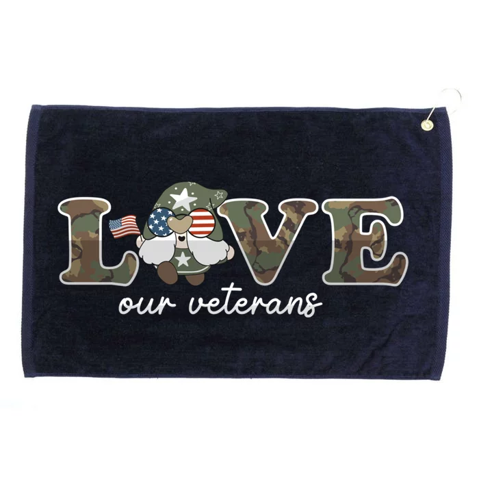 Love Our Veterans Day Gnome Us Military Flag Cute Cool Gift Grommeted Golf Towel