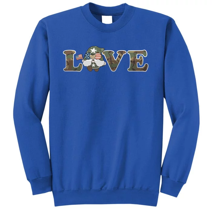 Love Our Veterans Day Gnome Us Military Flag Cute Cool Gift Sweatshirt