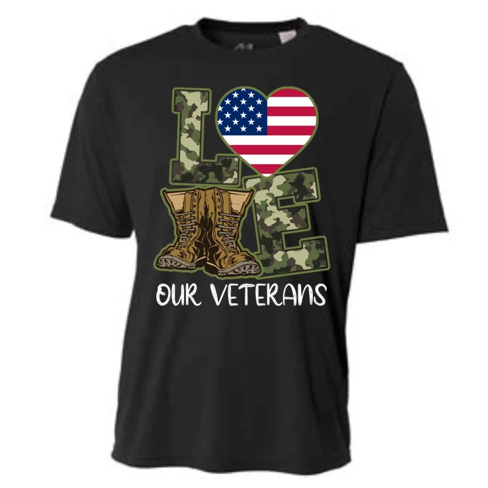 Love Our Veterans Meaningful Gift American Flag Veterans Day Gift Meaningful Gif Cooling Performance Crew T-Shirt