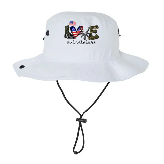 Love Our Veterans Us Military Veterans Day American Flag Cute Gift Legacy Cool Fit Booney Bucket Hat