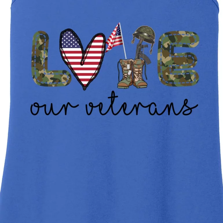 Love Our Veterans Us Military Veterans Day Cool Gift Ladies Essential Tank