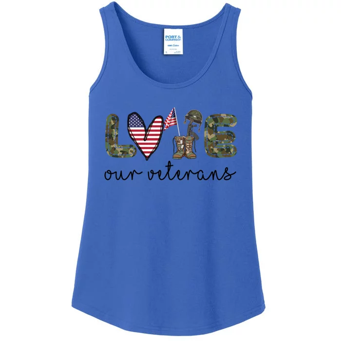 Love Our Veterans Us Military Veterans Day Cool Gift Ladies Essential Tank