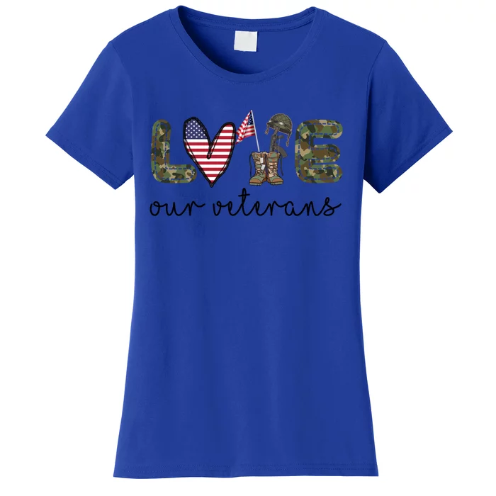 Love Our Veterans Us Military Veterans Day Cool Gift Women's T-Shirt