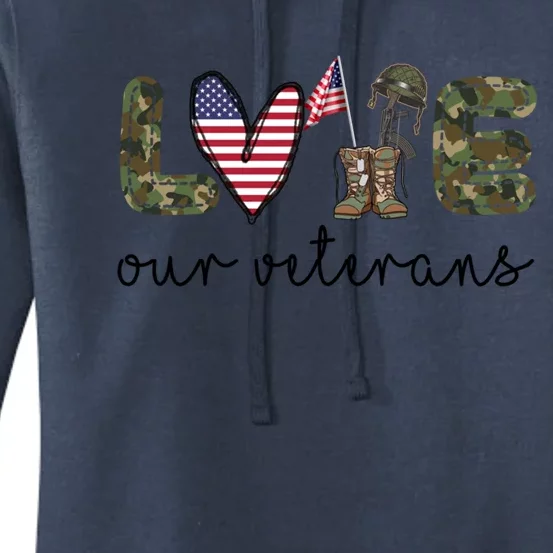 Love Our Veterans Us Military Veterans Day Cool Gift Women's Pullover Hoodie