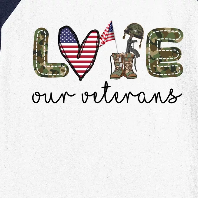 Love Our Veterans Us Military Veterans Day Cool Gift Baseball Sleeve Shirt