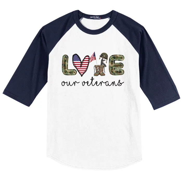 Love Our Veterans Us Military Veterans Day Cool Gift Baseball Sleeve Shirt